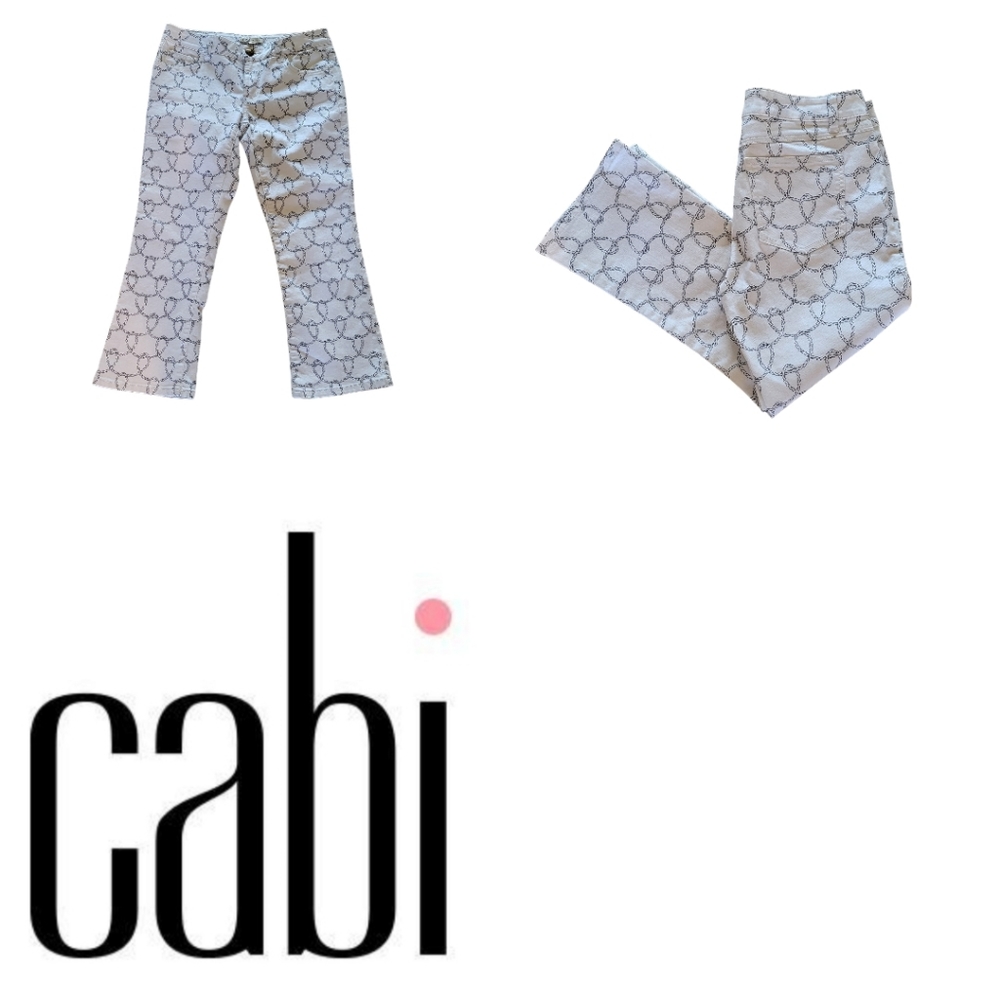 57. CAbi #751 B&W Denim Capris Size 6